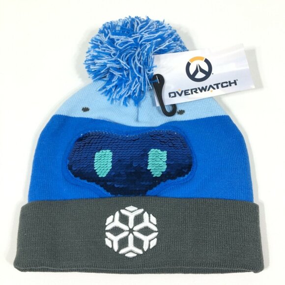 Overwatch Mei Snowball Sequin Beanie Hat Blue One Size Fits Most Blizzard Ent - Picture 7 of 10